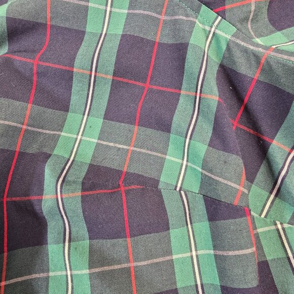 Talbots Tunic Shirt Womens 16W Green Blue Tartan Plaid Sparkle Buttons Preppy - Picture 9 of 15